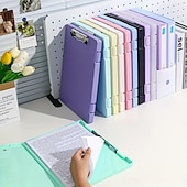 お買い得  事務用品-大容量のA4ファイルフォルダー収納ボックス、プレートクリップ付き、テスト用紙情報ブック、学生向け科目分類
