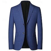 economico Blazer Classici da Uomo-Per uomo Laurea Blazer Affari Cocktail party Ricevimento di matrimonio Senza pantaloni eleganti Moda Casual Primavera &amp; Autunno Poliestere Semplice Bottoni Tasca Confortevole Monopetto Giacca Blu