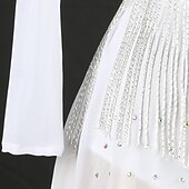 voordelige Latin danskleding-Latijnse dans Kleding Strass Kwastje Dames Prestatie Opleiding Lange mouw Hoog Spandex Tule
