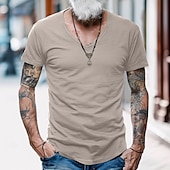 economico T-shirt in Cotone e Lino-Per uomo Maglietta Maglie traspiranti Manica Corta Scollo a V Semplice Sport Essenziale Casual Morbido Casa Streetwear Casual Esercito verde blu navy Nero Maglietta Top per Uomo