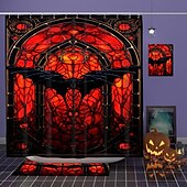 cheap Halloween Shower Curtains-Halloween Shower Curtain with Hooks for Bathroom Shower Curtain  Bathroom Decor Set Polyester Waterproof 12 Pack Plastic Hooks Skull Heads