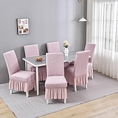 economico Fodera per sedia da pranzo-Coprisedie da pranzo Coprisedie elasticizzate universali per sala da pranzo con gonna, fodera rimovibile per sedia Parsons per banchetti per feste di matrimonio in cucina