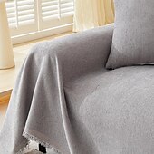 cheap Sofa Blanket-Linen Solid Color Non-slip Old Coarse Cloth Sofa Cushion Sofa Cover