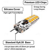 abordables Spots LED-Ampoule led gy6.35 ac/dc 12v-24v 3w, pour placard, plafond, table, pendentif, lustre, lumières d&#039;accent
