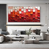 cheap Landscape Paintings-Hand Painted Abstract Red Oil Painting on Canvas Large Wall Art Original Textured Palette Knife Modern Trendy Minimalist Living Room Home Decor Unframed