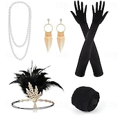 olcso Kiegészítők és még sok más-Szüret 1920-as évek A nagy Gatsby Flapper fejpánt Kiegészítő készlet Charleston Esküvői Vendég Toll Divat Női Álarcos mulatság Esküvői fogadás Lánybúcsú Fesztivál Felnőttek Kesztyűk Még több