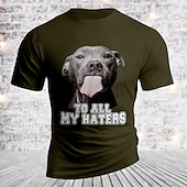 cheap Men&#039;s Graphic T Shirt-Men&#039;s Animal Dog Letter Print T Shirt Tee Top Cotton Short Sleeve Graphic Shirt Black Army Green Comfortable Tee Street Sports Outdoor Fashion Designer Clothing