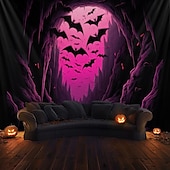 billige Halloween dekorasjon-rosa flaggermus hengende billedvev veggkunst stor billedvev veggmaleri dekor fotografi bakteppe teppe gardin hjem soverom stue dekorasjon