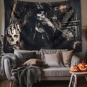 olcso halloween faliszőnyegek-halloween dekorációk gobelin jack o lámpás tök dekor fal művészet nagy függő gobelin falfestmény dekoráció fénykép háttér takaró függöny otthon hálószoba nappali koponya csontváz denevér temető