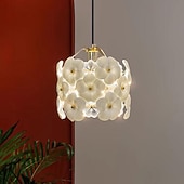 baratos Luzes da ilha-Luz pendente estilo francês flor romântica lâmpada corpo cristal/abajur de vidro luz suspensa 80in luminárias de fio pendente ajustável teto alto para quarto sala de estar luminária pendente