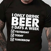 お買い得  メンズグラフィックTシャツ-メンズファニーグラフィックTシャツ：「私は週に3日だけビールを飲む - 昨日、今日、明日」ユーモアあふれるライフスタイルショートスリーブTシャツ