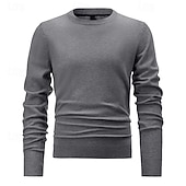 preiswerte Herrenpullover-Herren Pullover Strickpullover Gerippt Stricken Standard Strick Glatt Rundhalsausschnitt Modisch Basic Freizeitskleidung Verabredung Bekleidung Herbst Winter Schwarz Weiß S M L