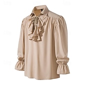 billige Topper-Punk og gotisk Kostymer i middelalderstil Renessanse Bluse / Skjorte Pirat Knekt Helfarge Kostyme Herre Pirat fantasi Royal Maskerade Ytelse Fest Maskerade Voksne Trøye