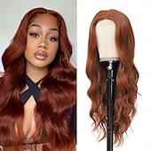 cheap Party Wigs-Wig for Women, 24 Inch Middle Part Curly Wigs Natural Looking Heat Resistant Synthetic Fiber Elastic Band Cap Wig Halloween Wigs