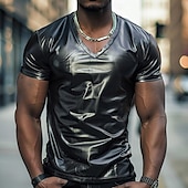 preiswerte Basic-T-Shirts-Herren T Shirt T-Shirt Kurzarm V Ausschnitt Sommer Einfach Übertrieben Designer Hochzeitsfeier Abendkleidung Silber Schwarz Goldgelb Top T-Shirt für Herren