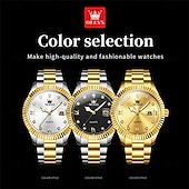cheap Quartz Watches-OLEVS Men Quartz Watch Fashion Business Wristwatch Luminous Calendar Waterproof Decoration Steel Watch