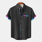 abordables Classique-Homme Chemise Chemise Lin Chemise de plage Vacances Usage quotidien Noir Bleu Vert Manche Courte Col rabattu Eté Vêtement Tenue