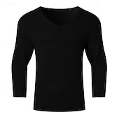 economico magliette di base-Per uomo Maglietta Maglietta a Maglia Camicia a Maniche Lunghe Manica Lunga Scollo a V Primavera &amp; Autunno Semplice Moda Designer Essenziale Lavoro a maglia Vacanza Streetwear Uscire Nero Blu marino