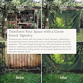 cheap Forest Tapestry-Mistry Forest Hanging Tapestry Magical Nature Green Tree Rainforest Landscape Wall Art Large Tapestry Mural Decor Photograph Backdrop Blanket Curtain Home Bedroom Living Room Decoration