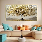 preiswerte Blumen-/Botanische Gemälde-großes 3D goldenes Baum Leinwand Ölgemälde handgemachte Herbst Natur Landschaft Malerei handgemachte Wand Kunst botanische Messer Malerei leichter Luxus für Wohnzimmer Dekor