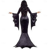 tanie Kostiumy damskie-Wampir Morticia Addams Kostium Cosplay Cosplay Damskie Dla dorosłych Impreza Bal maskowy Karnawał Bal maskowy Łatwy kostium karnawałowy
