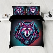 cheap Duvet Cover Sets-Cyberpunk Style Sci-Fi Animal Duvet Cover Set Includes Duvet Cover and Pillowcases Futuristic and Vibrant Design Soft and Durable Fabric Perfect for Adding an Edgy Touch to Your Bedroom Decor