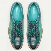 billiga Premium sneakers i läder-gröna vävda lädersneakers för män med snörningsdesign - snygga och bekväma för vardagskläder