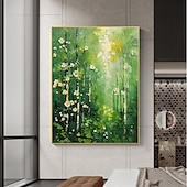 preiswerte Blumen-/Botanische Gemälde-handgemachtes Original Ölgemälde „Grüner Wald“ auf Leinwand, abstrakter Baum, Landschaftsgestaltung, Wanddekoration, Wohnzimmer, Wohndekor mit Keilrahmen/ohne Innenrahmen