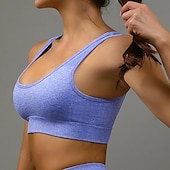 voordelige Sport bh&#039;s-Dames Lichte ondersteuning Sport bh&#039;s Running BH Open achterkant Verwijderbare vulling Goede top Gewatteerd Fitness Recreatiesport Hardlopen Ademend Lichtgewicht Zacht Zwart Rood Marine Blauw Effen