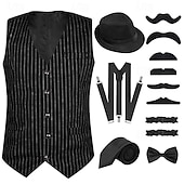 cheap Great Gatsby-Retro Vintage Roaring 20s 1920s Outfits Vest Waistcoat The Great Gatsby Gentleman Fashion Fancy Dress Men&#039;s Christmas Halloween Carnival Prom Festival Adults&#039; Cravat Vest More Accessories All Seasons