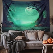 olcso halloween faliszőnyegek-halloween dekorációk gobelin jack o lámpás tök dekor fal művészet nagy függő gobelin falfestmény dekoráció fénykép háttér takaró függöny otthon hálószoba nappali koponya csontváz denevér temető