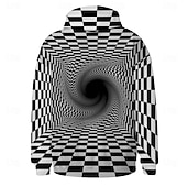 baratos moletons 3d masculinos-Homens Gráfico Moletom Moletons Moletom Manga Longa Moletom com capuz Com Capuz Legal Impressão 3D Preto e Branco Vermelho Outono Inverno Designer
