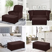 abordables Housse de pouf-Housse de pouf en velours rectangulaire, housse de rangement pour pouf, housse de repose-pieds épaisse et extensible avec bande élastique