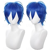 abordables Perruques de fête-perruque cosplay courte hérissée duveteuse résistante à la chaleur en cheveux synthétiques en couches pour hommes et femmes, perruque de fête de carnaval