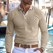 preiswerte Herren Klassisches Polo-Herren Poloshirt Golfhemd Arbeit Casual Kargen Gerippter Polokragen Kurzarm Basic Modern Farbblock Patchwork Taste Frühling Sommer Regular Fit Hellgelb Hellblau Meerblau Violett Rubinrot Aprikose