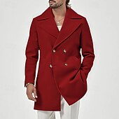 levne Pánský trenčkot-Pánské Kabát Trenčkot Denní Dovolená Podzim zima Polyester Yumuşak Svrchní oděvy Oblečení Módní Klasické Bez vzoru Kapsy Přehnutý Dvouřadé