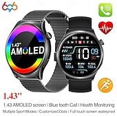 preiswerte Intelligente Armbänder-696 i101 Smartwatch 1.43 Zoll Smart-Armband Bluetooth Anruferinnerung Schlaf-Tracker Herzschlagmonitor Kompatibel mit Android iOS Damen Freisprechanlage Nachrichterinnerung IP 67 45mm Uhrengehäuse