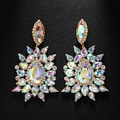 abordables Pendientes-Mujer Pendientes cortos Geométrico Sol resplandeciente Precioso Importante Personalizado Diamante Sintético Aretes Joyas Plata / Rojo claro / Arco Iris Para Boda Fiesta Diario 1 Par
