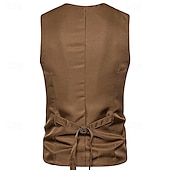 cheap Men&#039;s Vest-Men&#039;s Vest Gilet Wedding Event / Party Daily Fashion Business Spring &amp;  Fall Patchwork Button 2 in 1 Polyester Comfortable Color Block Single Breasted One-button V Neck Regular Fit Black Navy Blue