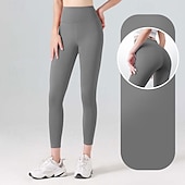 economico Leggings e collant da yoga-Per donna Pantaloni da yoga Leggings da yoga Fascia Elastica Vita Alta Yoga Allenamento in Palestra Pilates Collant Grigio scuro Nero Avorio Gli sport Abbigliamento sportivo Elasticizzato Taglia