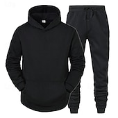 preiswerte einfache Trainingsanzüge-Herren Trainingsanzug Jogginganzug Jogginganzüge Schwarz Rote Königsblau Hellgrau Mit Kapuze Glatt Tasche 2 teilig Sport &amp; Natur Täglich Festtage Strassenmode Basic Brautkleider schlicht Frühling