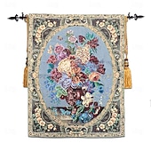 billige Jacquard vevde gobeliner-jacquard vevd billedvev gobelin aubusson veggkunst hengende stor billedvev reproduksjonsvevstol bomullsvev kongelige roser belgisk billedvev (uten dusker og stang)