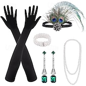 olcso Kiegészítők és még sok más-Szüret 1920-as évek A nagy Gatsby Flapper fejpánt Kiegészítő készlet Charleston Esküvői Vendég Toll Divat Női Álarcos mulatság Esküvői fogadás Lánybúcsú Fesztivál Felnőttek Kesztyűk Még több