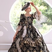 cheap Dresses-Gothic Victorian Vintage Inspired Dress Party Costume Prom Dress Princess Shakespeare Solid Color Ball Gown Fancy Dress Women's Royal Halloween Carnival Valentine's Day Party Evening Party Masquerade