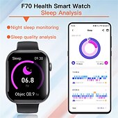 Χαμηλού Κόστους Smartwatch-Έξυπνο μπρασελέ αθλητικού ρολογιού f70 smartwatch bluetooth κλήσης καρδιακού ρυθμού και θερμοκρασίας βήμα παρακολούθησης
