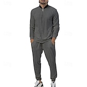 economico Tute da ginnastica-Per uomo Tuta Da Ginnastica Tuta da jogging 2 pezzi Zip intera Informale Autunno Manica lunga Traspirante Morbido Fitness Allenamento in palestra Corsa abbigliamento sportivo Abbigliamento sportivo