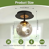 cheap Flush Mounts &amp; Semi Flush Mounts-LED Ceiling Lights 3-Color Light Source 18/41cm 1/3-Light Vintage Semi Flush Mount Ceiling Light Fixture with Glass Globe E26/E27 Black Ceiling Light for Hallway Stairway Porch Entryway Kitchen Bedroom Laundry Farmhouse 110-240V