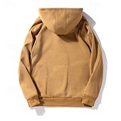 economico felpe con cappuccio da uomo di base-Per uomo Felpa con cappuccio Felpa con cappuccio e cerniera a un quarto Felpa con cappuccio in pile Nero Verde militare Cachi Con cappuccio Liscio Tasche Sportivo Giornaliero Per eventi Streetwear