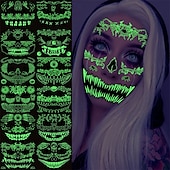 ieftine favor de partid-12 bucăți autocolant de tatuaj amuzant de groază de Halloween, care strălucește în întuneric, autocolant pentru față, autocolant rezistent la apă pentru cicatrice de păianjen 3d
