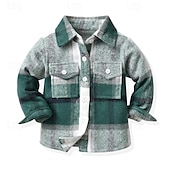 voordelige T-shirts &amp; Overhemden-Jongens 3D Ruitjes Overhemden Lange mouw Lente Herfst Modieus Basic Kinderen 4-12 jaar Revers Buiten Casual Dagelijks Normale pasvorm